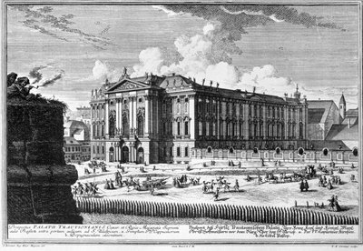 View of the Trautson Palace built for Count Johann Leopold Donat Trautson, designed by Johann Bernard Fischer von Erlach in 1710, engraved by Johann-August Corvinus by Salomon Kleiner